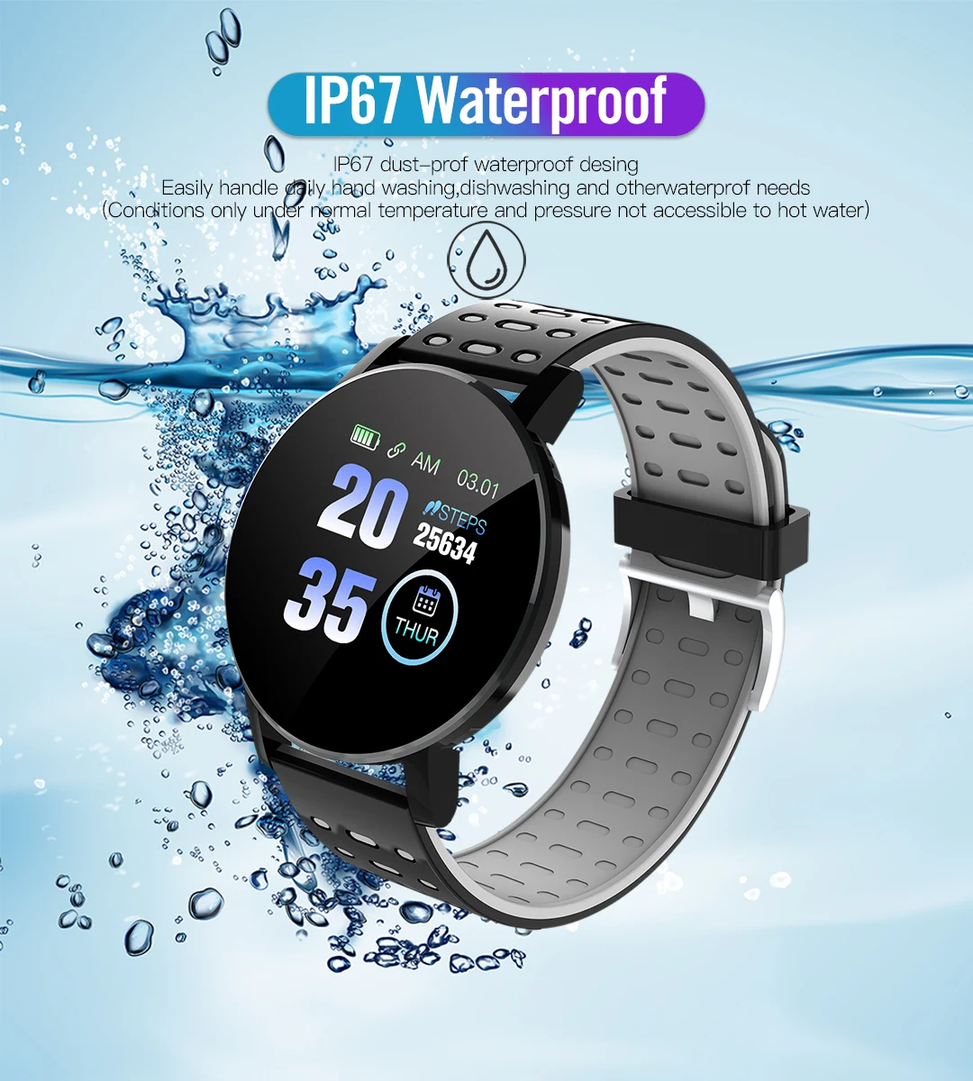 T500 Smart Watch 119plus Fitness Tracker with IP68 Waterproof