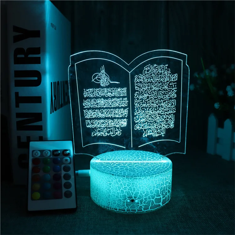 Remote Control Multicolor Ramadan Festival Decoration 3D Acrylic Lights Battery Operated Muslim Decorative LED Light