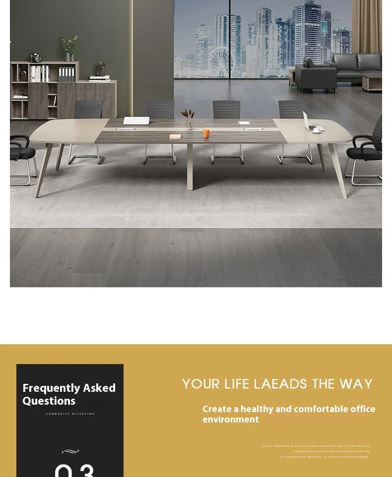 Modern White Wood Conference Table Adjustable Height Long Large Creative Negotiation Office Furniture for Commercial Use