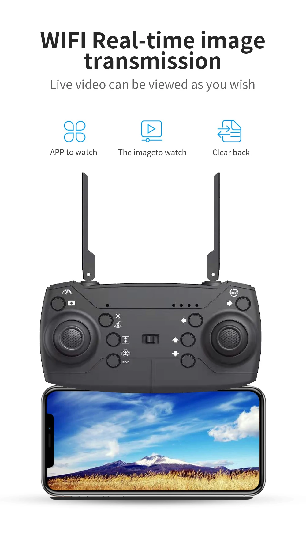 Great Mini drone E88 WIFI FPV, high-definition 4K 1080P camera height maintaining RC foldable drone gift toy (MC2)(1U54)(1U46)