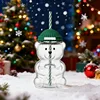 Taza de Paja de Cristal con Diseño de Oso y Gorro Navideño Verde