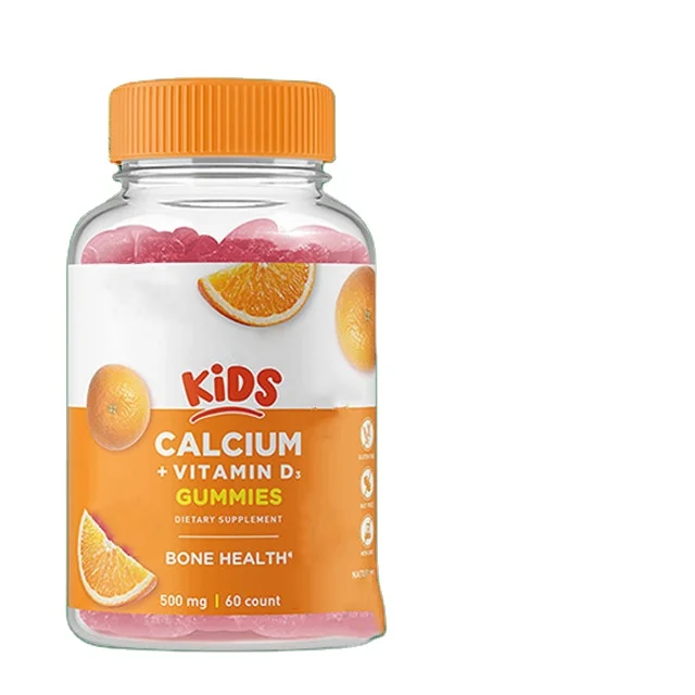 OEM KIDS Calcium Vitamin D  Gummies 500mg Great Tasting Natural Flavor Vitamin Supplements For Children easy to swallow