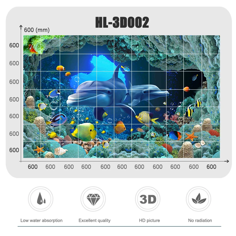 Customized Background 3D Ocean Fish Look Floor Tiles Living Room