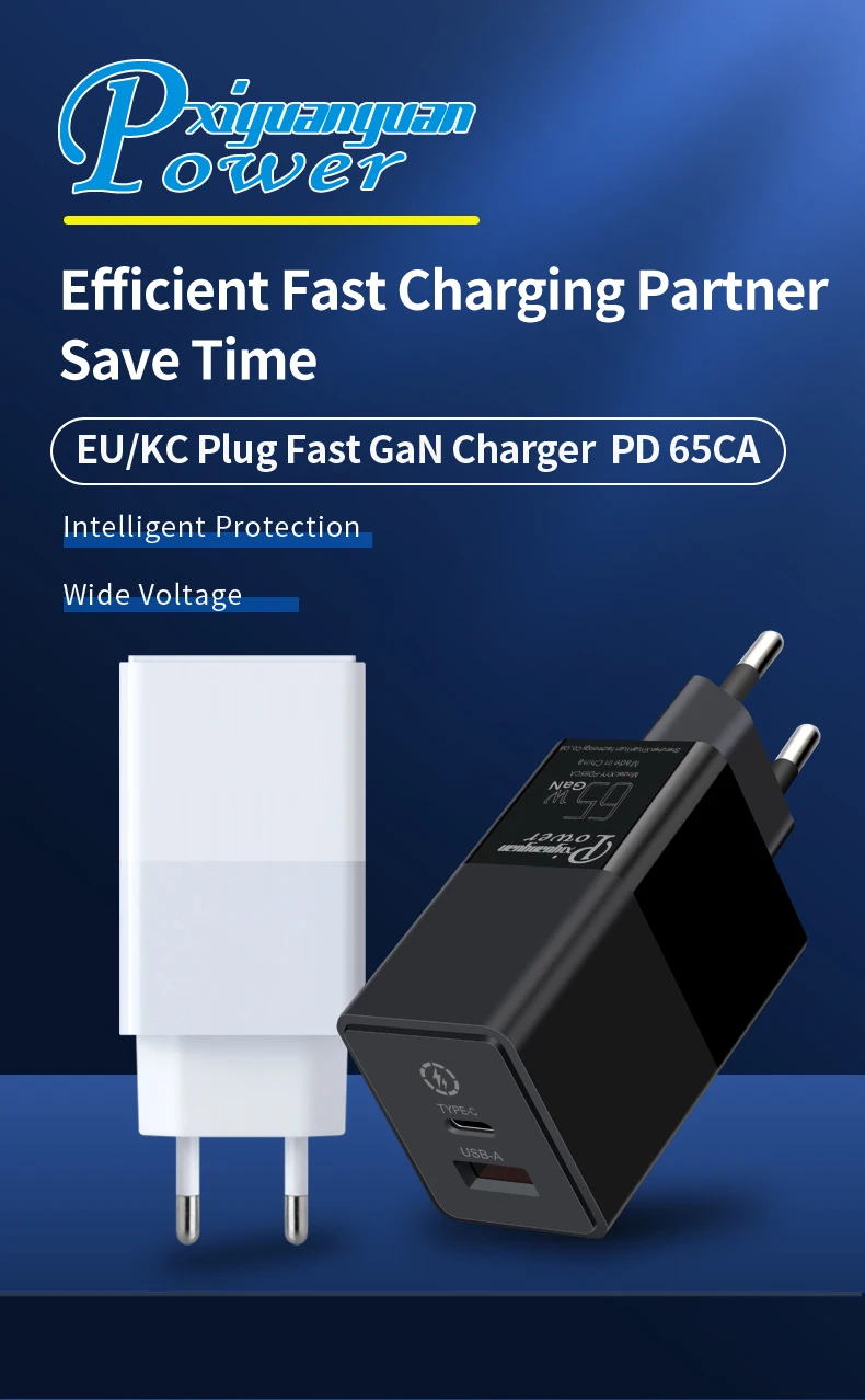 65w fast charger with gan tech eu plug for xiaomi mi 65w eu wall charger pps gan for apple android
