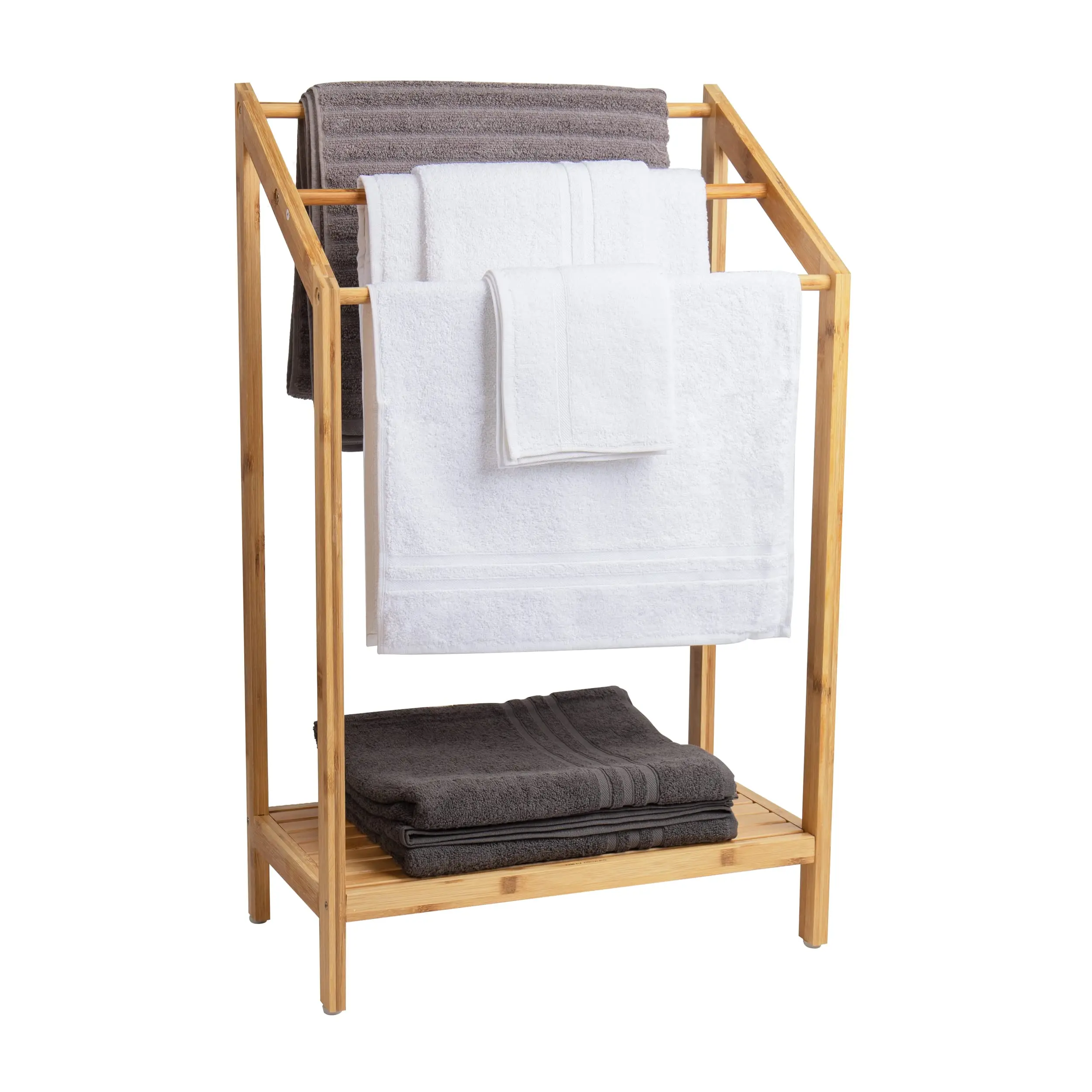 Ecofriendly Bamboo Towel Rack Multilayer Storage Solution