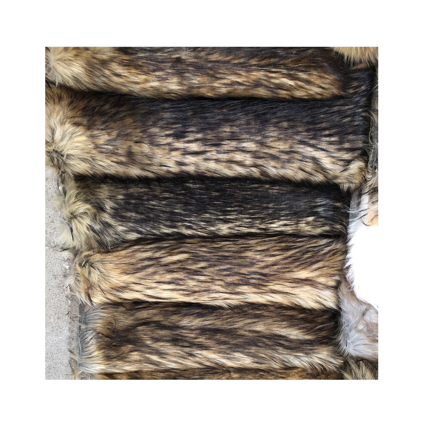 Factory wholesale high-quality raccoon artificial fur fabric jacquard stock plush for garment and hat collar