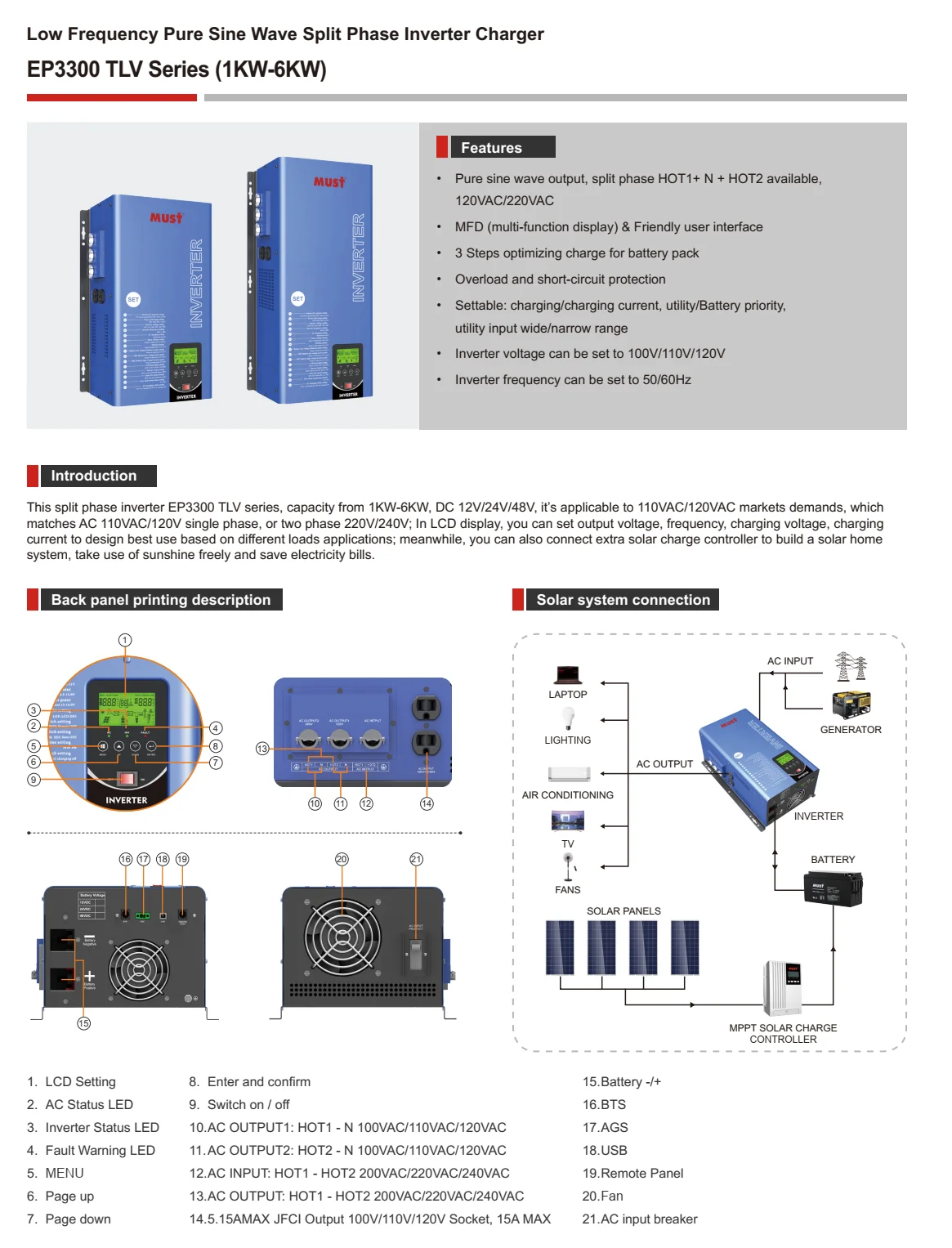 3kva Hybrid Solar Inverter - Efficient DC to AC Conversion