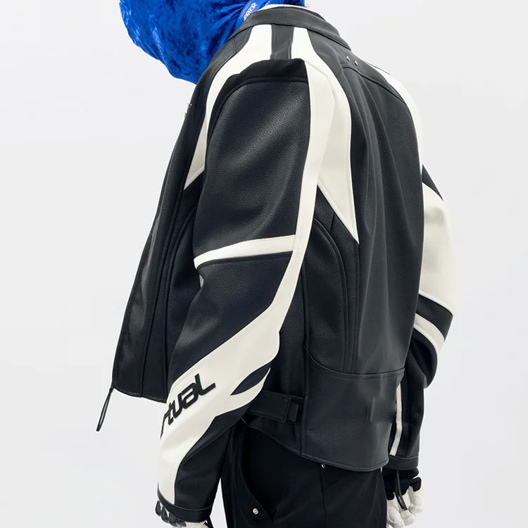High Quality 100 %polyester Windbreak Waterproof PU leather Racing Screen printing and Applique Embroidery men_voghion.com