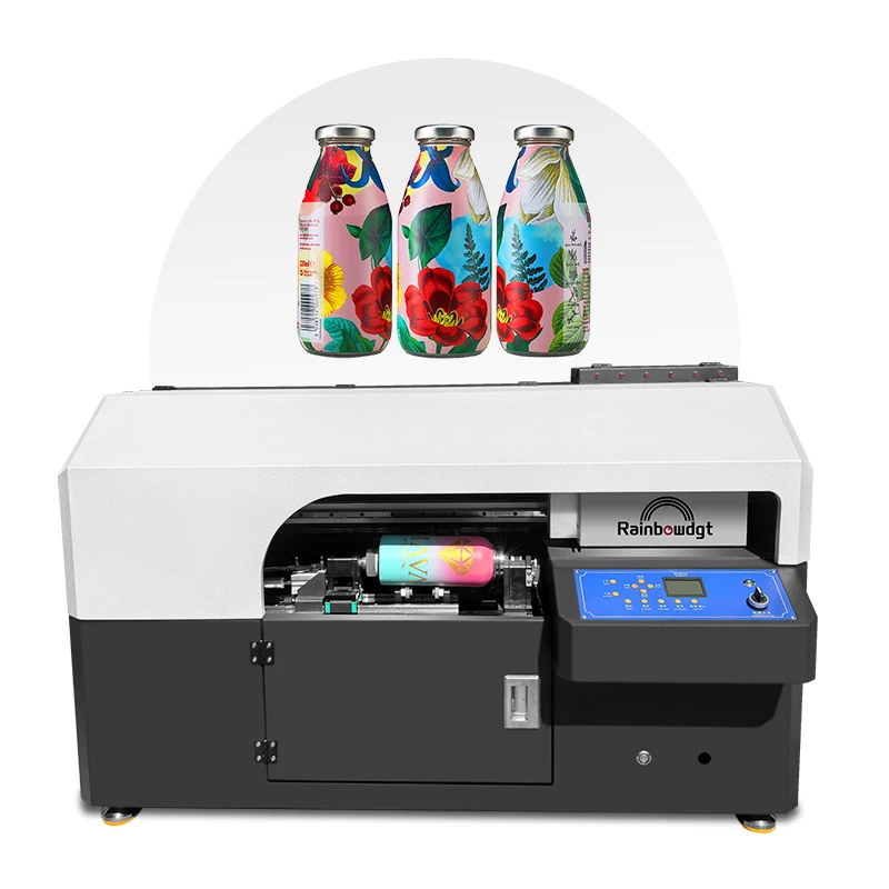 High-speed Customized Coffee Water Perfume Bottle Label Insulated Vacuum Cup Cylinder UV Printer360 Rotation Milk Tea Cup
