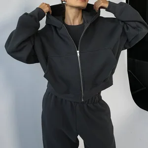 High Quality New Activewear Sports Outfit Workout Vintage Women Zipper Hoodies Tracksuit Solid Color Puff Printed Clothing