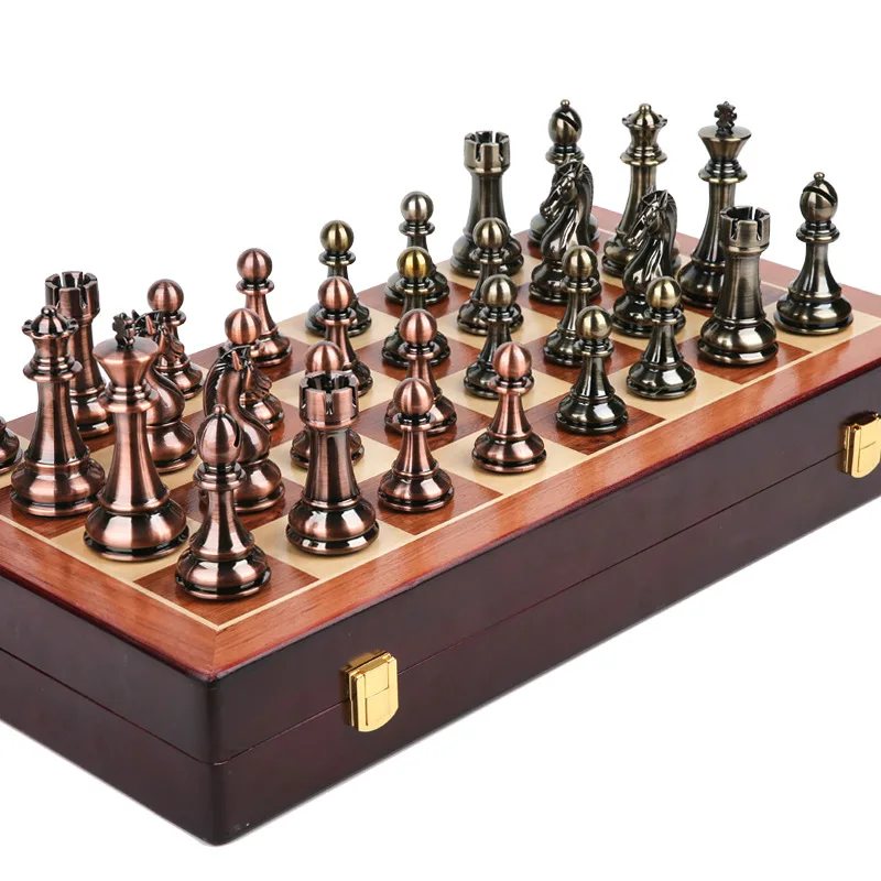 Wholesale Luxury wooden Board Chess Set with Metal pieces or