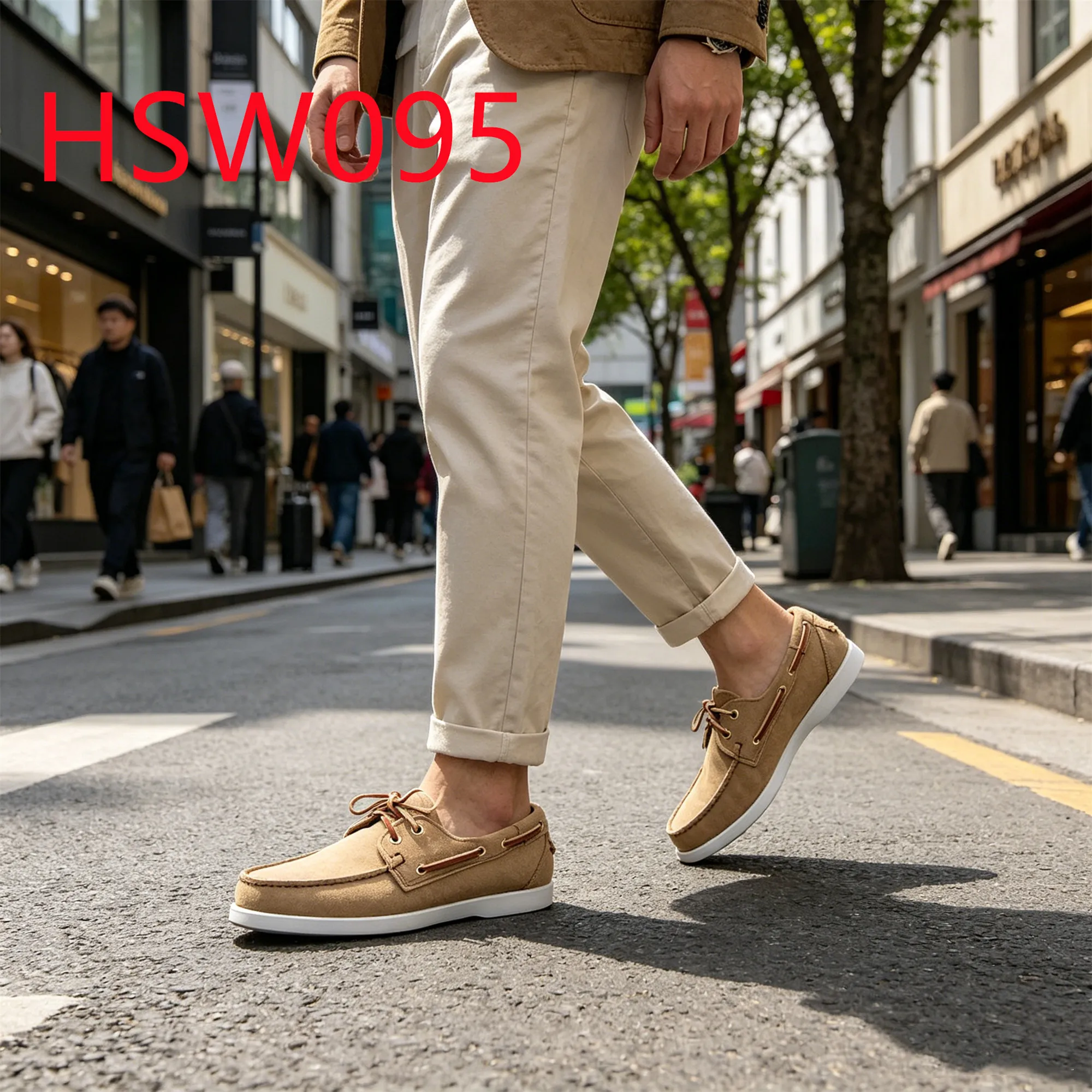 ZYF,Daily Commute Suede Leather Handcrafted Boat Shoes Street Stroll Lace up Style Casual Penny Shoes for Light Travel HSW095