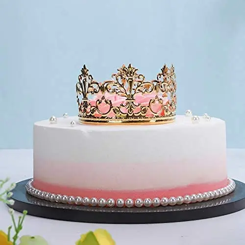 Tian Sweet 34039GD-RD 7.8 oz Fleur De Lis King Gold Crown Cake Topper -  Red, 1 - Gerbes Super Markets