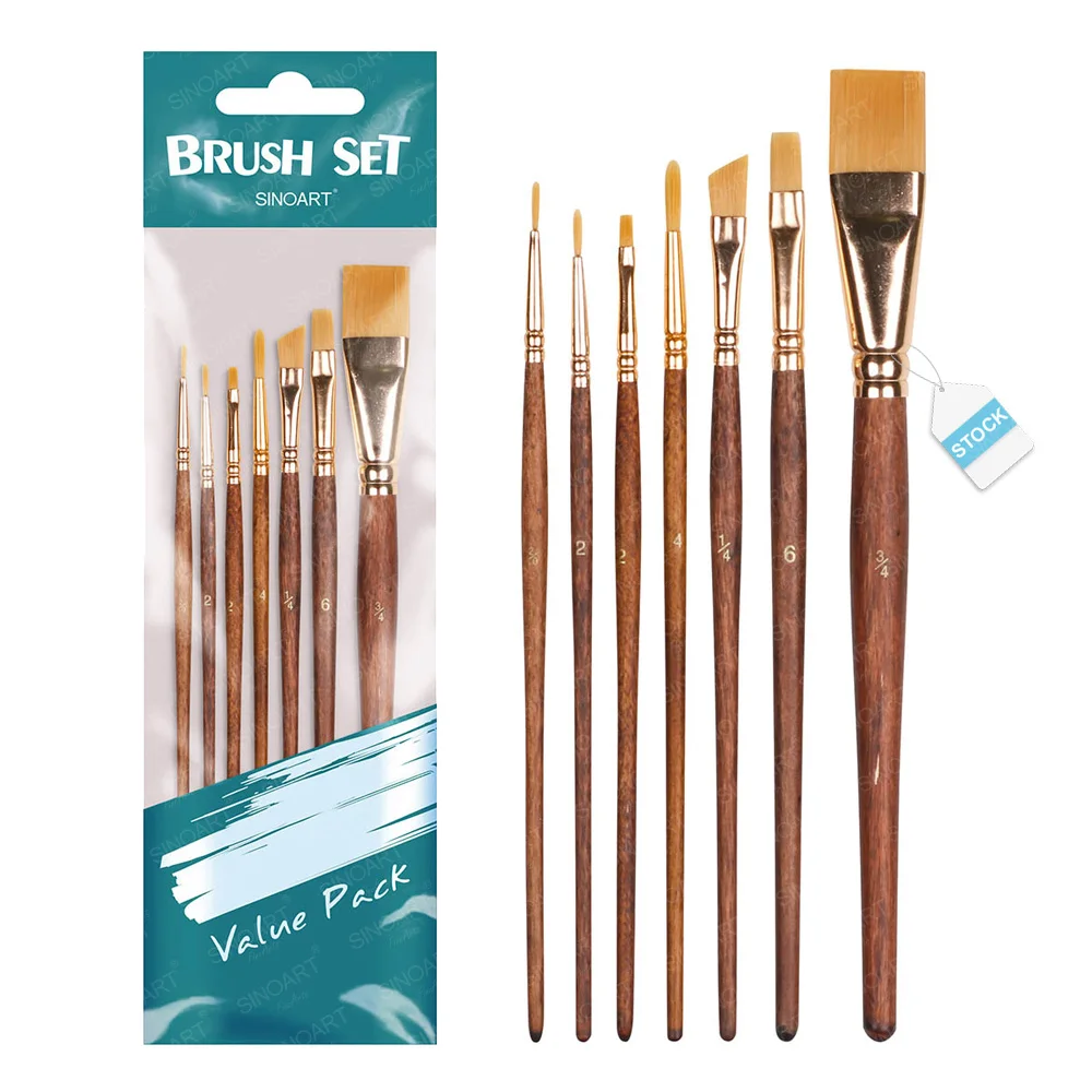 Sinoart Factory Directly Supply 7pcs Art Materials Short Handle Acrylic Oil  Artist Paint Brushes Set - Buy Golden Synthetic Brushes Set,Watercolor