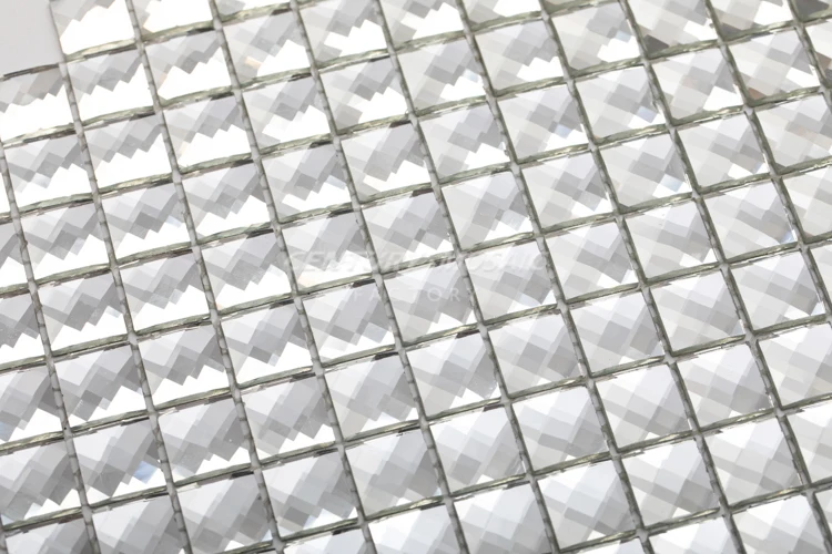 13 Faces Silver Beveled Diamond Mirror Glass Mosaic Tile Wall Decor