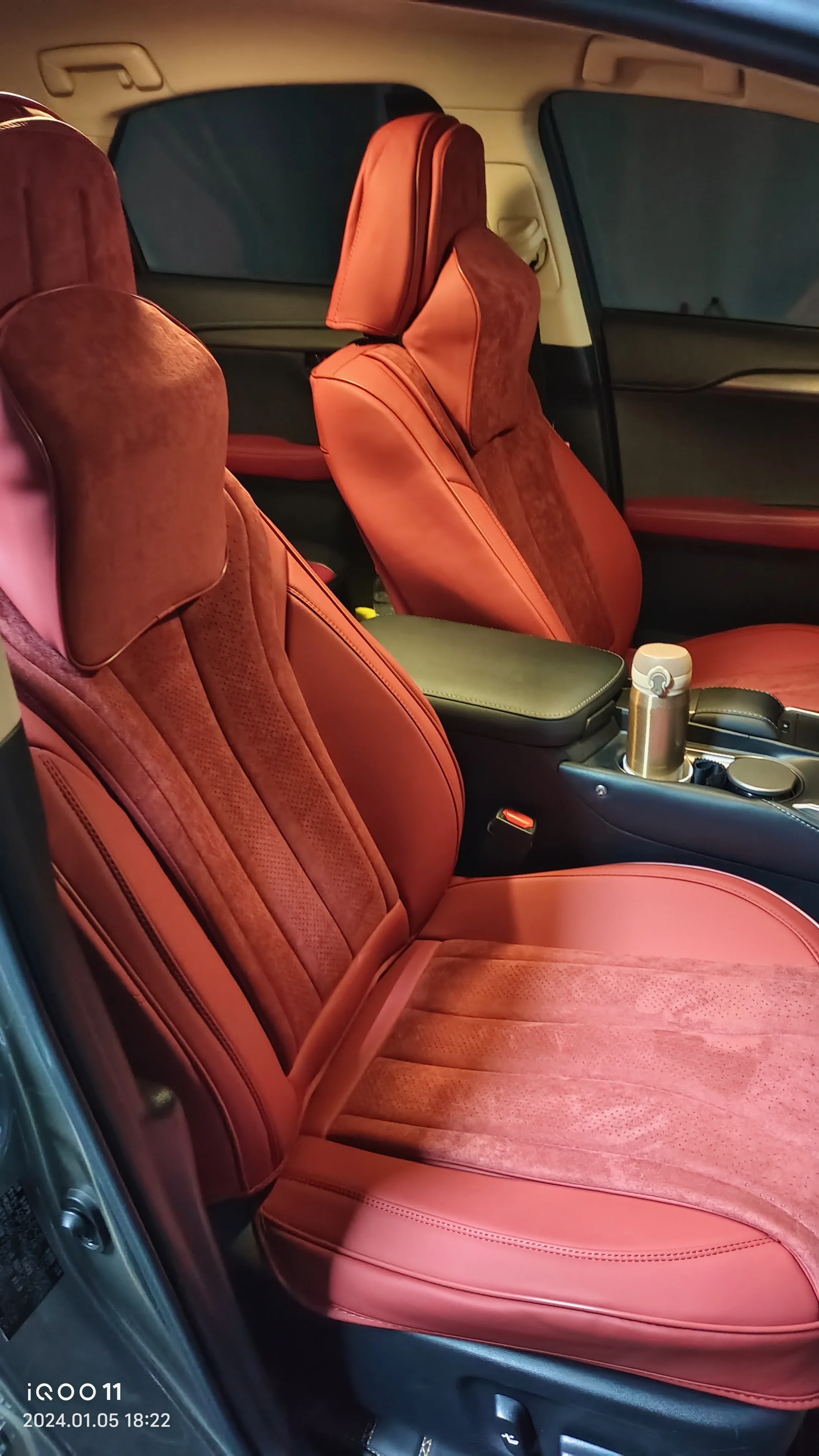 Set Of 5 Red Headrest Covers For Car, Van, Bus – Universal Fit – Breathable Polyester