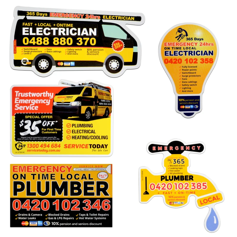 Custom Magnet Manufacturer Plumbing Promotional Advertising Magnetic Business Card Flat Paper Fridge Magnet