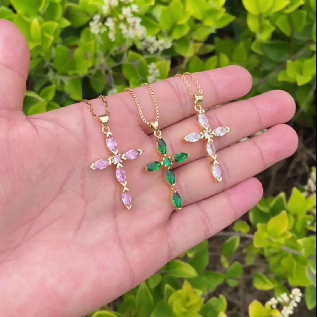 Collana Con Croce E Vergine Maria - Leggera, Placcata Oro, Regalo Donna