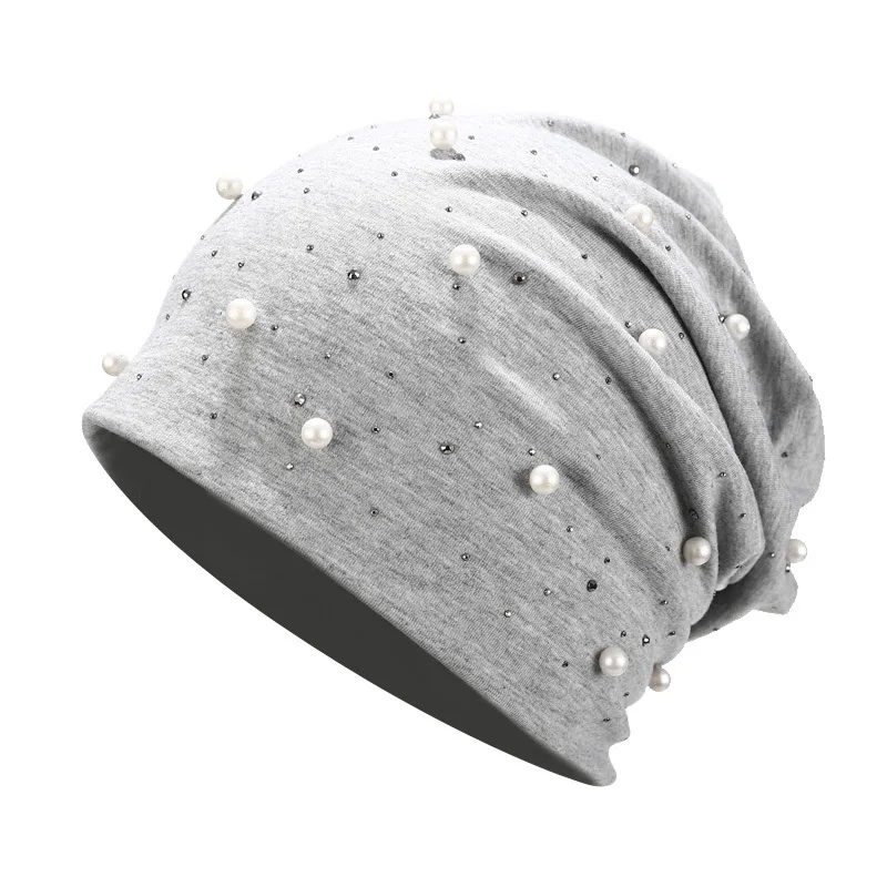 Winter Warm Skull Caps with Pearl Rhinestones - Danleiyuan display picture 3