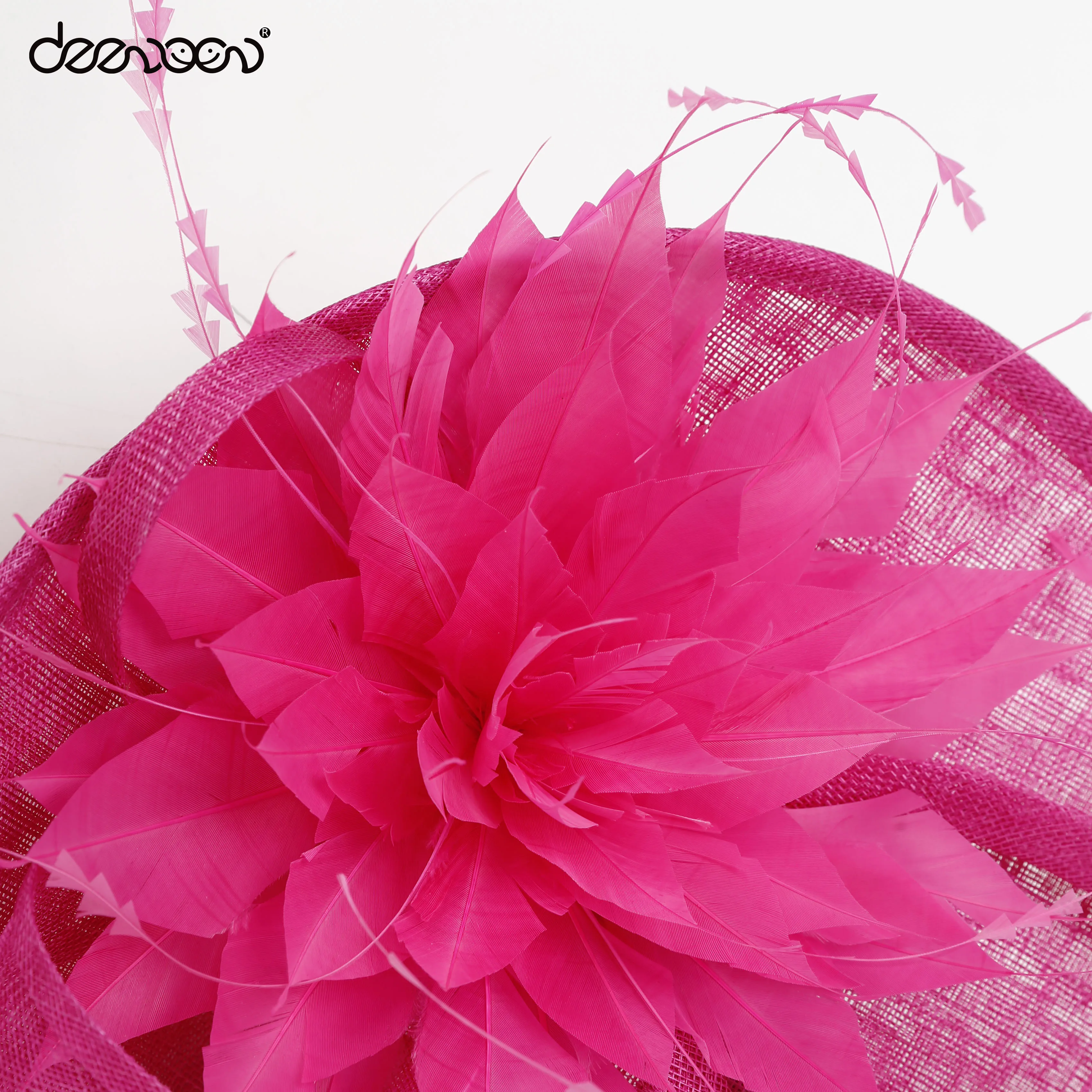 New Design Wholesale Fushia Fascinator Ladies Hat Sinamay Base Hats For