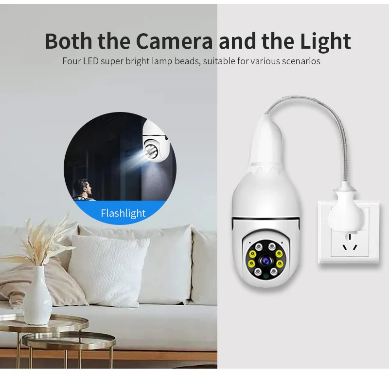 Wireless Wifi Light Bulb Camera E27 Lamp Holder 3mp Security Camera ...