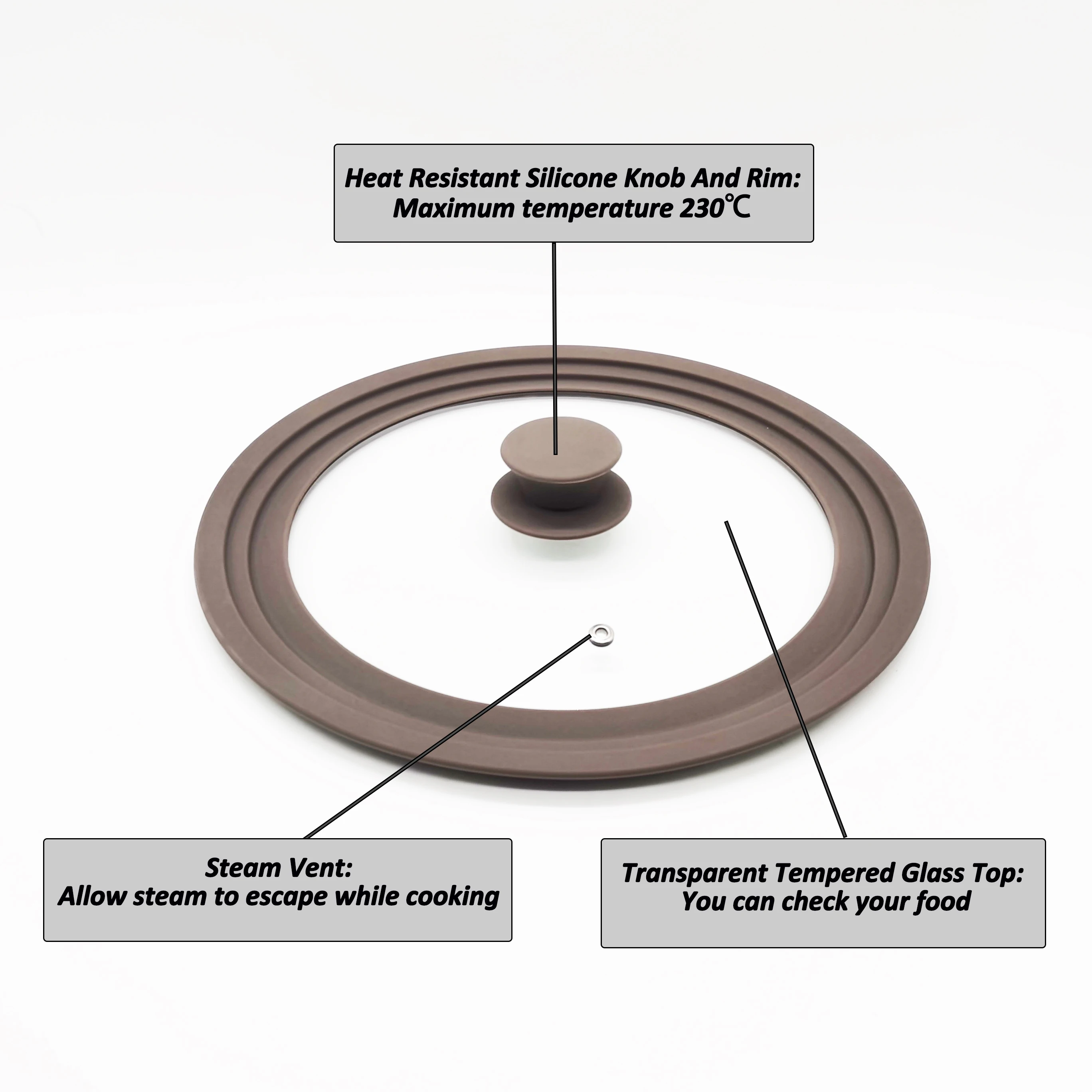 Tempered Glass With Heat Resistant Silicone Rim Fits 9.5