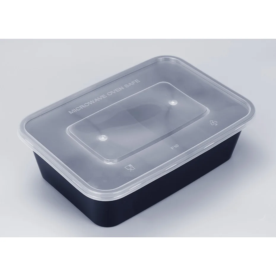 Одноразовые пластиковые не хрупкие ящики для хранения, 500 мл, черный прямоугольный контейнер для еды на вынос в микроволновой печи