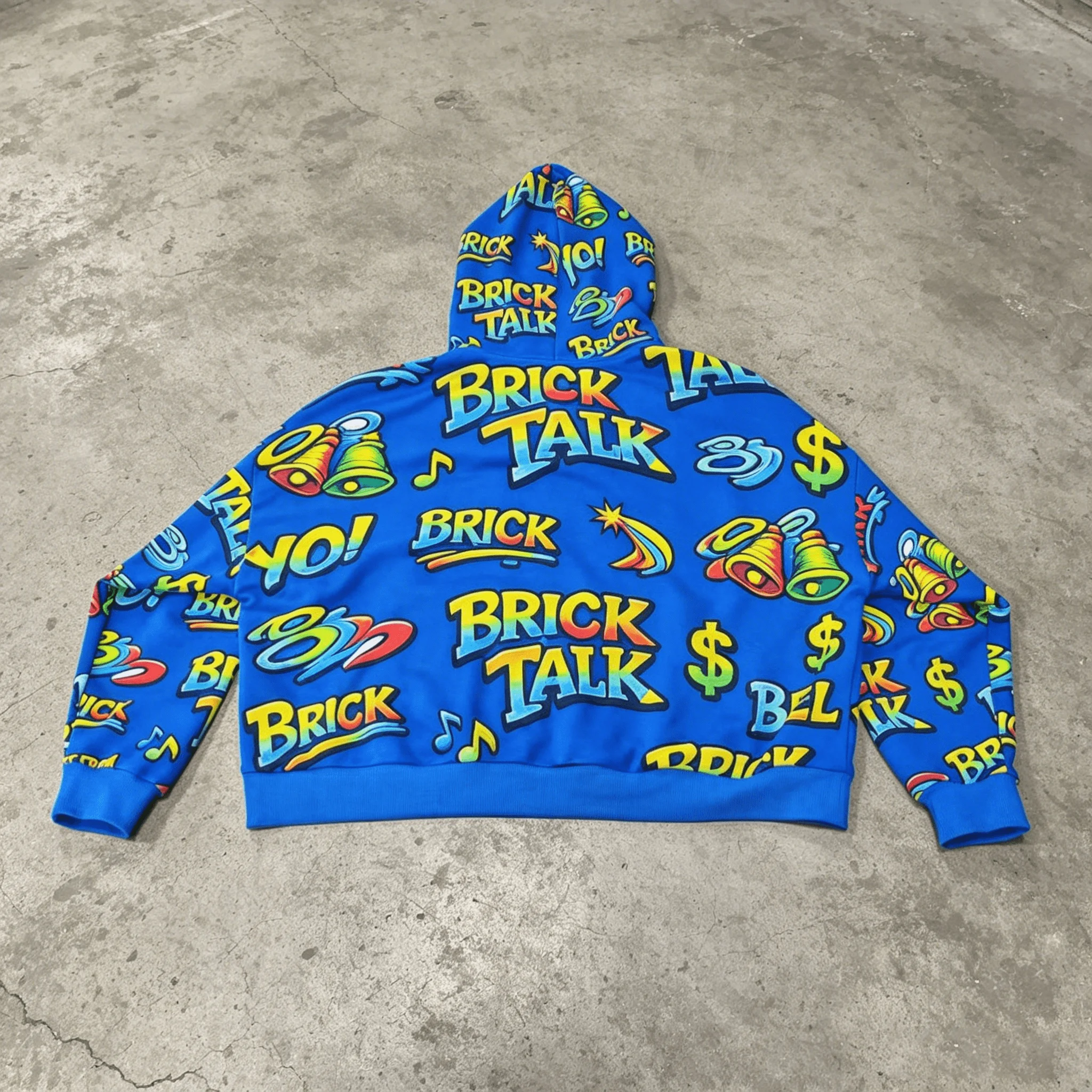 Wholesale Custom All Printed Men's American Street Bright Blue Loose Drawstring Casual Sports Set gallery 3