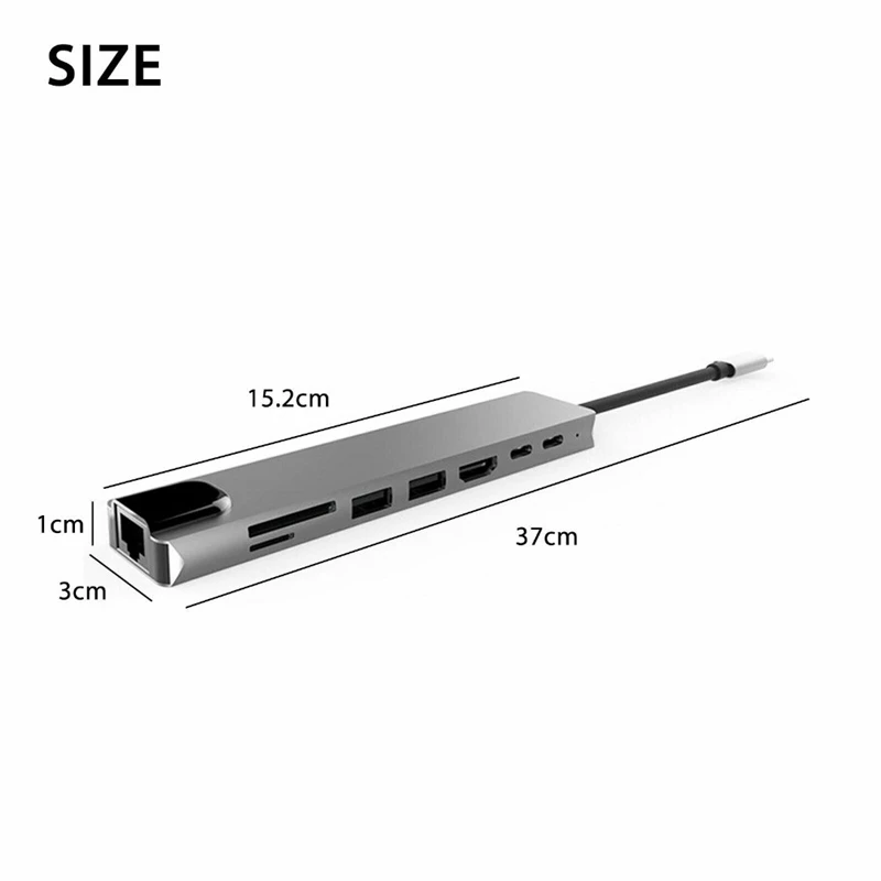 If you are searching for a supplier of a product with perfect quality control and highly competitive prices, which gives you an advantage in expanding your local market, then contact us now!  Competitive suppliers of  8 Ports Adaptador Hub Usb c Para Hdtv 4k Usb Hub With Rj45 PD3.0 100W 8 in 1 Usb c Hub Adapter