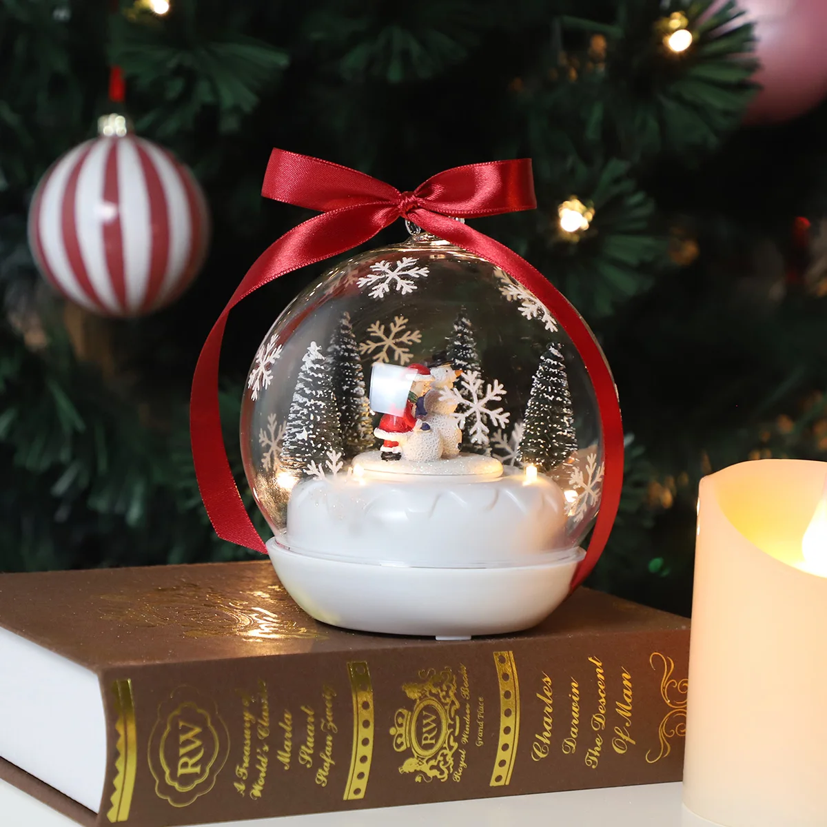 120mm led fiberglass christmas musical snow globe decorations christmas led  lights glass ball