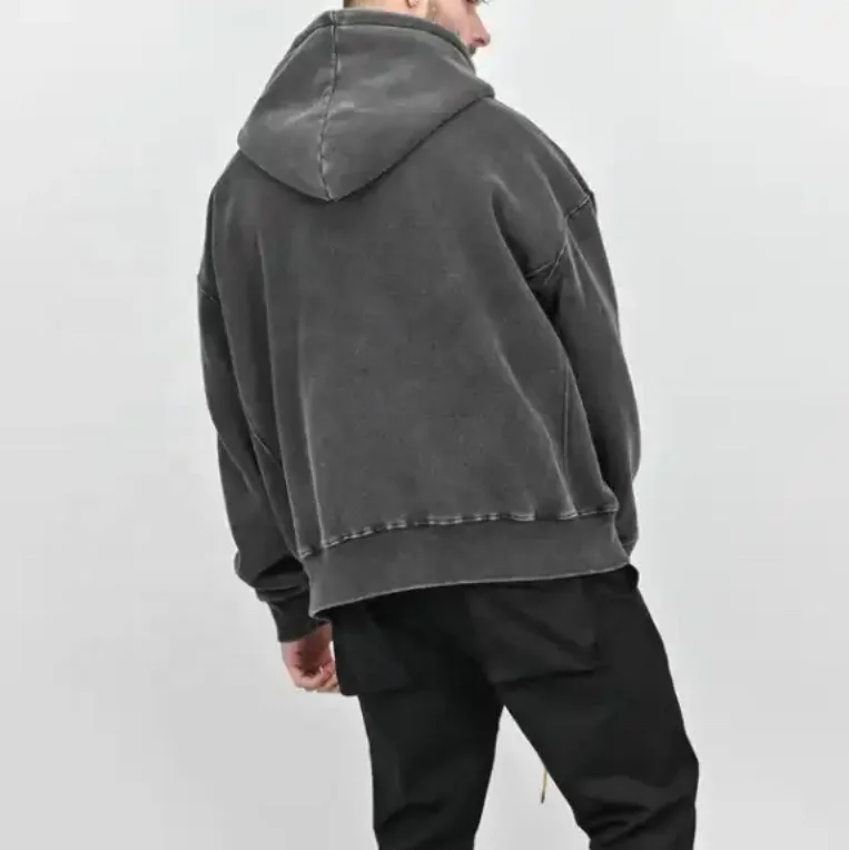 JL0909A Oversized Drop Shoulder Vintage Hoodie Manufacturers Low MOQ Acid Wash Hoodies No Strings Men