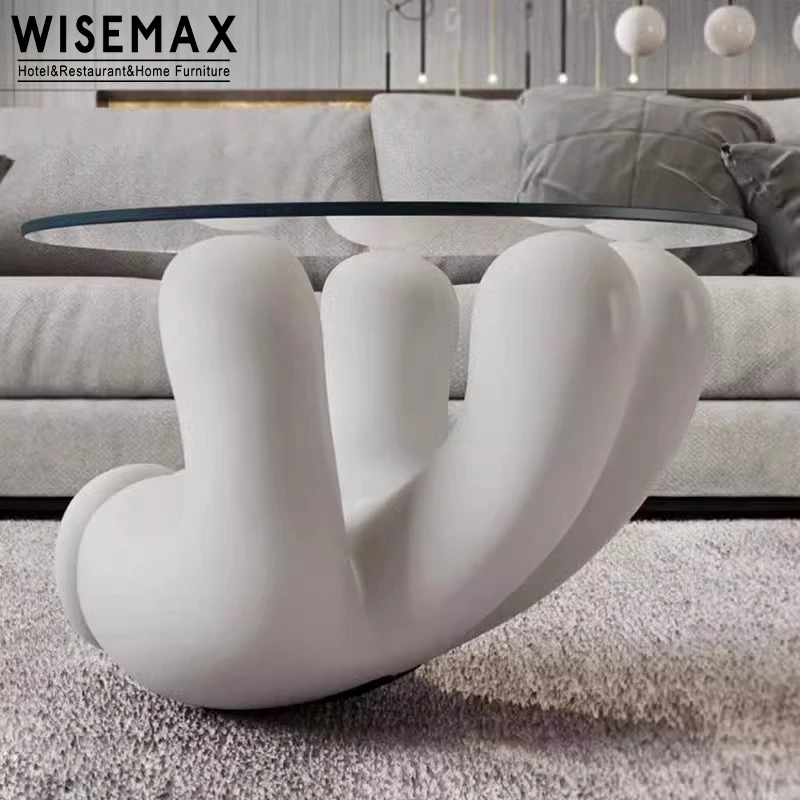 WISEMAX FURNITURE Nordic Home Furniture Sofas Center Table Round clear Glass Top Fiberglass Sofas End Table Coffee Tables