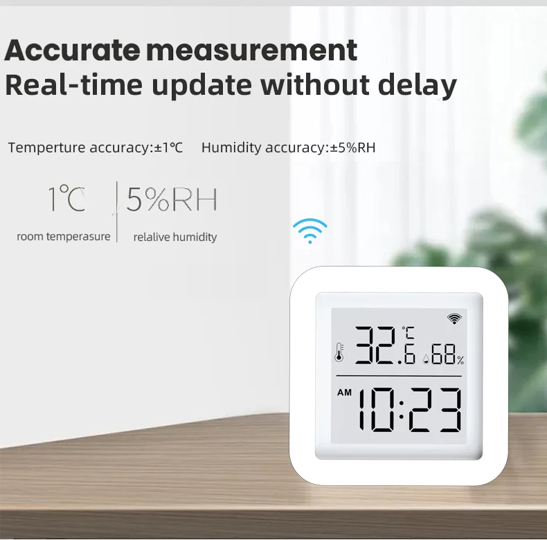 Датчик температуры и влажности Tuya с Wi-Fi и ЖК-дисплеем, цифровой термометр-гигрометр для умного дома