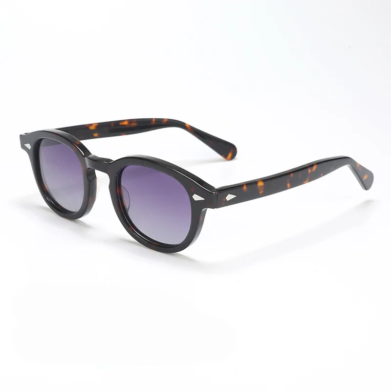 Custom Colorful Sunglasses Small Frame Polarized 2025 Acetate Sunglasses Vintage Men Round Sunglasses