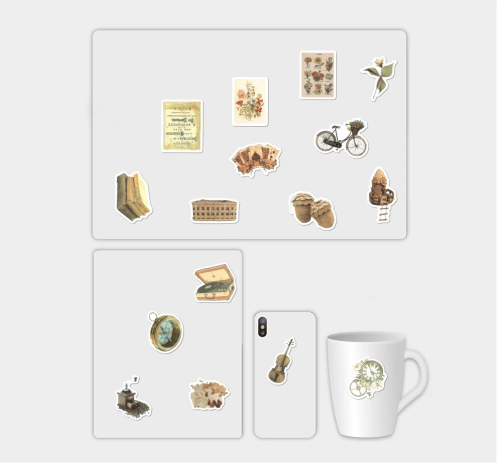 60Pcs Old Time Retro Aesthetic Graffiti Stickers for Album Scrapbook ...