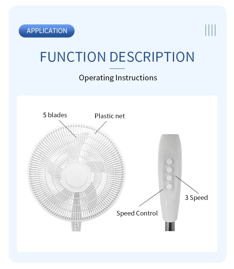 Pedestal Fan, 5-Blade, Electric, Plastic - detail 14