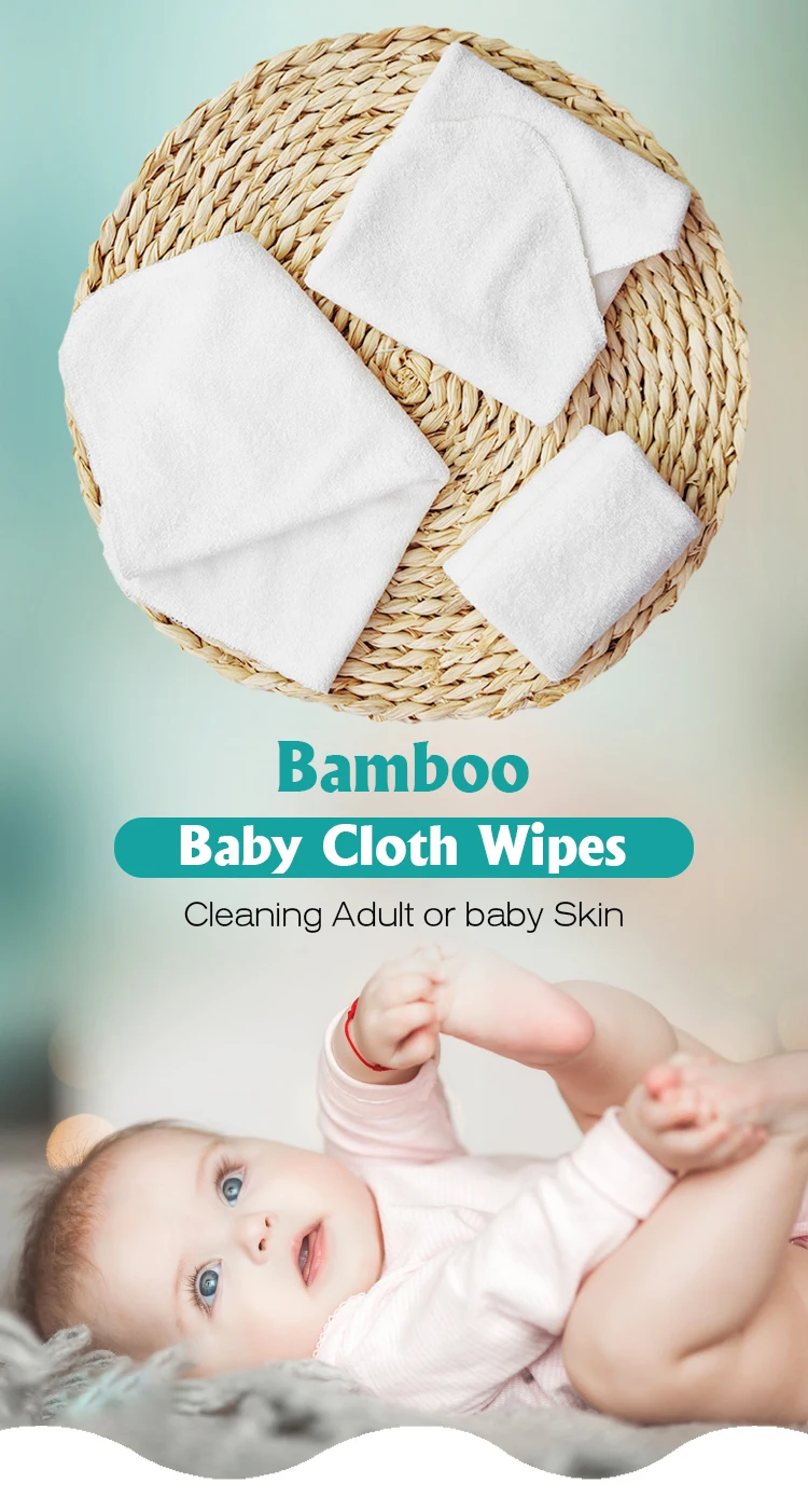 Organic Bamboo Reusable Baby Wipes,Soft And Sturdy Washable Cloth