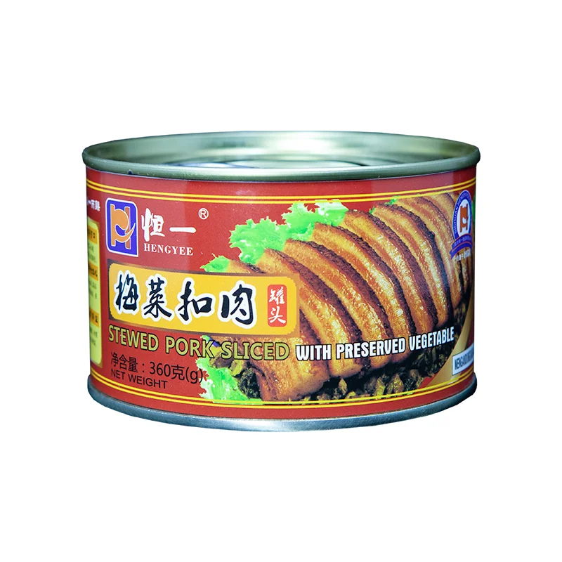 Manufacturer well made 360g canned stewed pork sliced with preserved vegetable