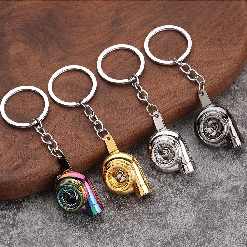 Creative Multicolor Turbo Chain Auto Part Key Ring Bearing Spinning Turbine Turbocharger Metal Keychains Car Parts Keyring 8