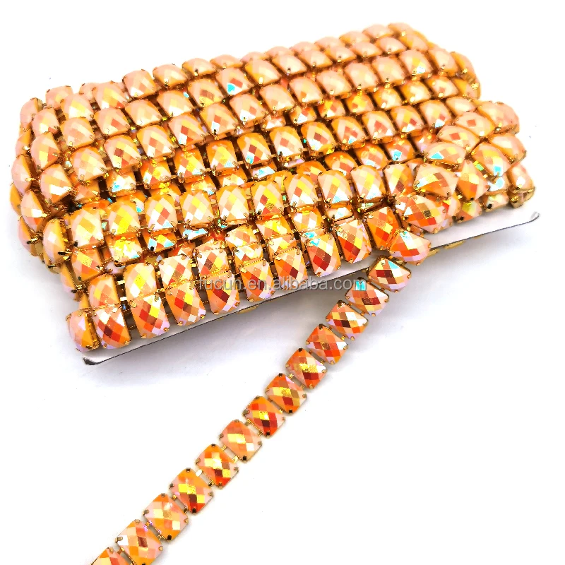 Custom Crafting Garment Embellishments Crystal Decorative Metal Tassel Trim Strass Chain Rhinestone Trimmings