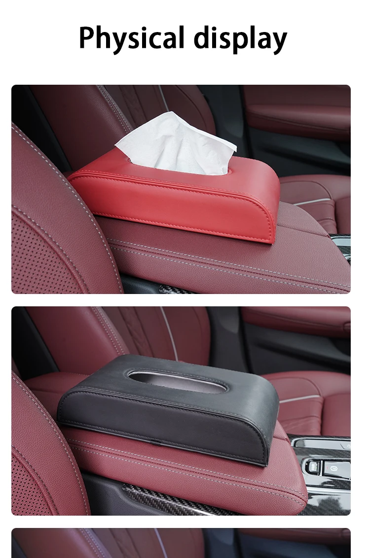 Zy Nonslip Car Tissue Cover Case Rectangular Box Leather Facial Tissue
