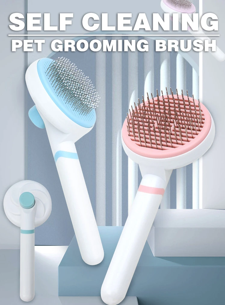 Self Cleaning Pet Dog Grooming Brush Set Cat One Key Remove Hair Comb