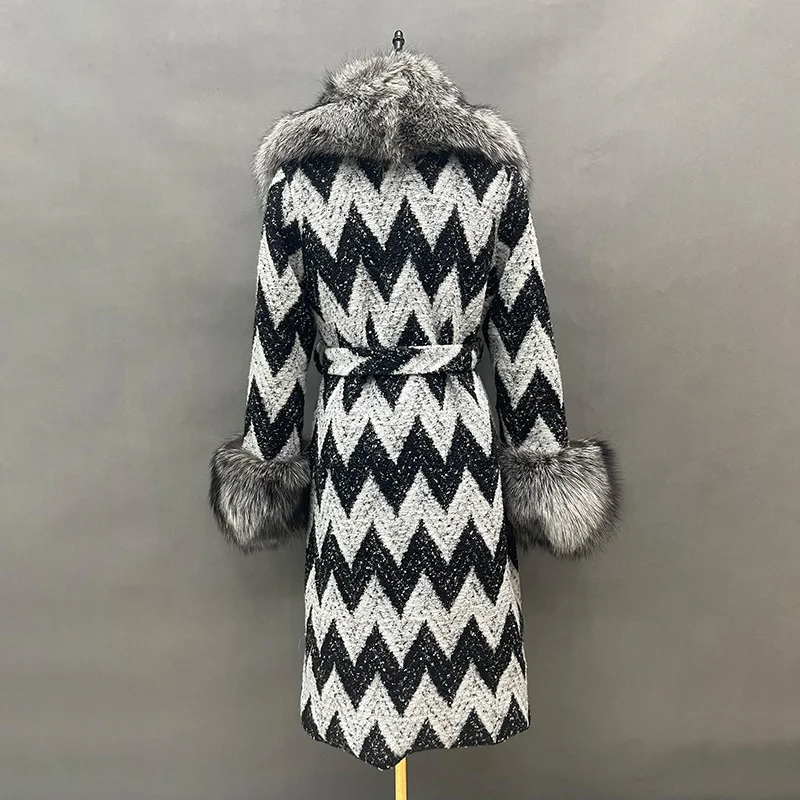 Handmade Cashmere Wool Overcoat – Houndstooth Detail