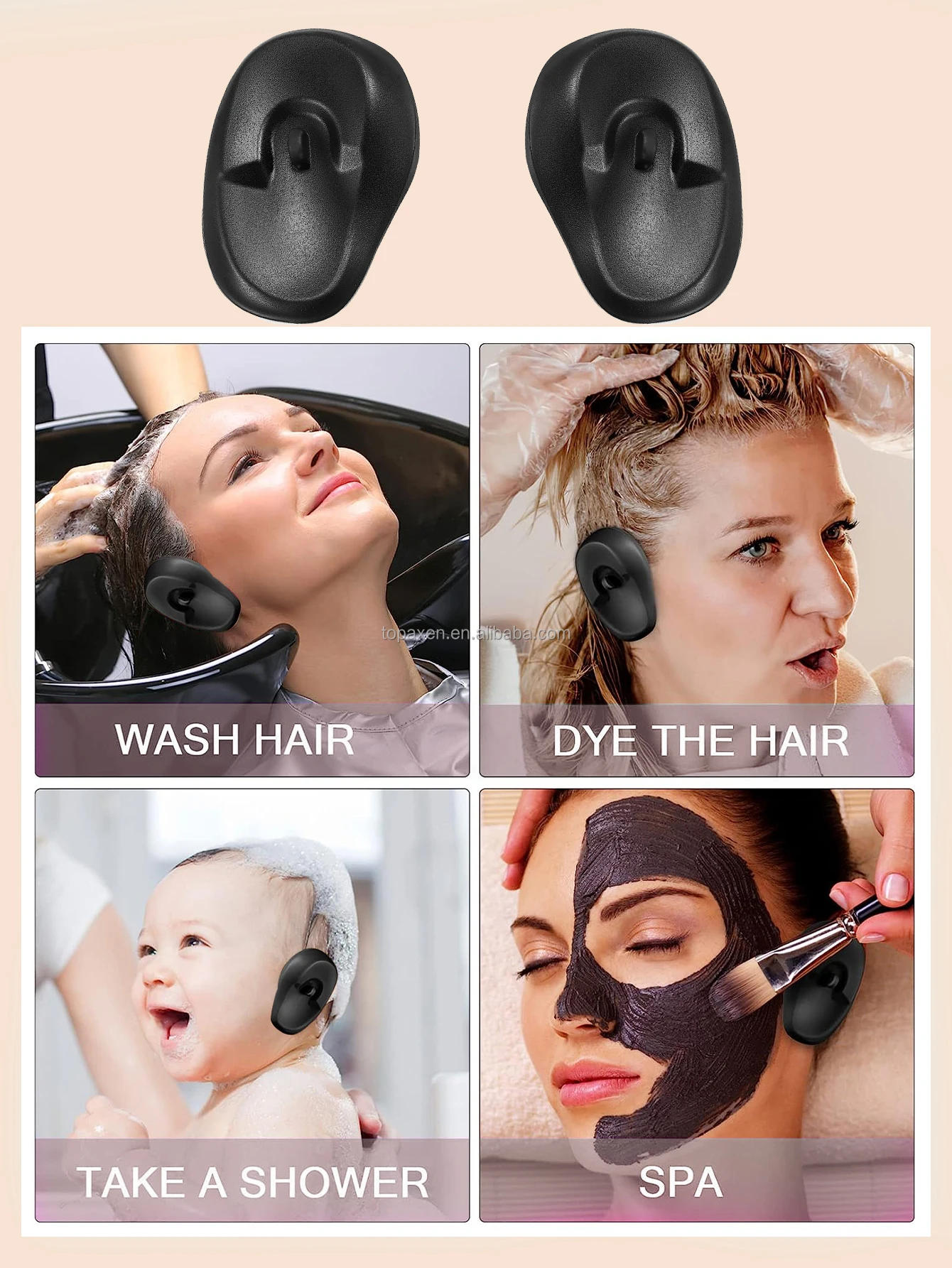Silicone Ear Covers, Hair Dye Shield Ear Protectors, Reusable Ear Caps for Hair Salon Coloring Treatments and Home Shower