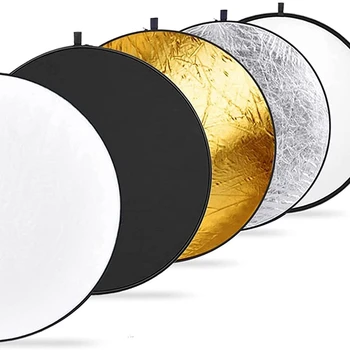 Neewer 43 Inch/110 Centimeter Light Reflector 5-in-1 Collapsible Multi-Disc with Bag - Translucent, Silver, Gold, White and