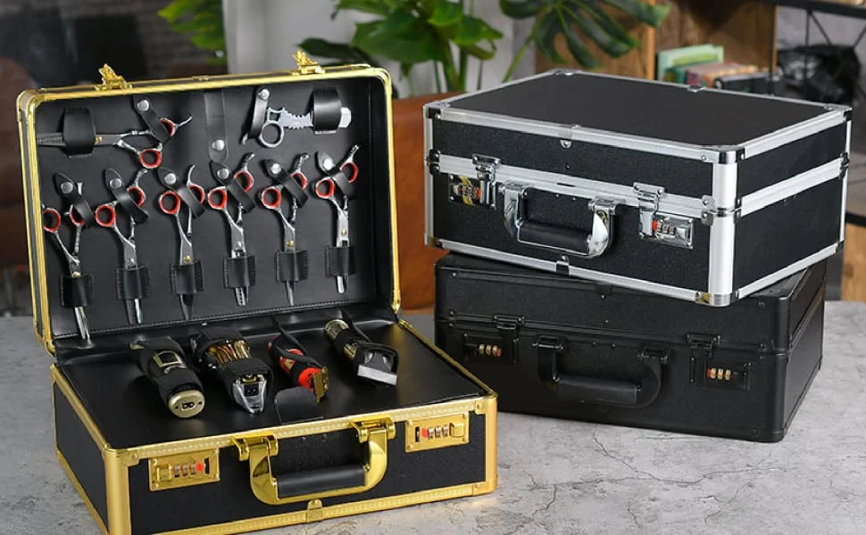Portable Barber Case with Code Lock Barber Travel Carrying Case for Hair Stylist Barber Travel Station Suitcase