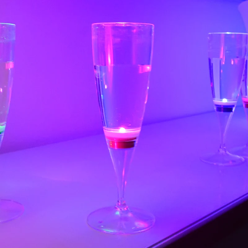 Cheap clear LED RGB Colorful Light up Promotional Celebration Party bar Weeding Plastic Led champagne Cups