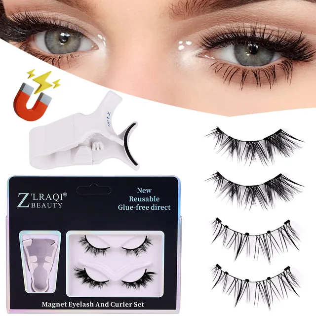 Premium Natural 3D Magnetic Eyelashes Set Invisible False Eyeliner