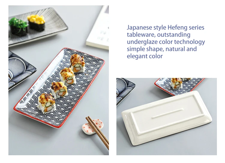 Taohui Ceramic Snack Dish Sushi Dishes Ceramic Sushi Tray Porcelain Sushi Snack Ceramic Plates factory