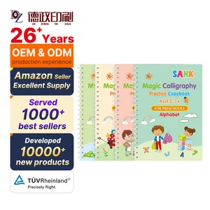 Educational Reusable Magic Practice Copybook For Kids Handwriting Calligraphy Training Water Coloring Pen Control Book